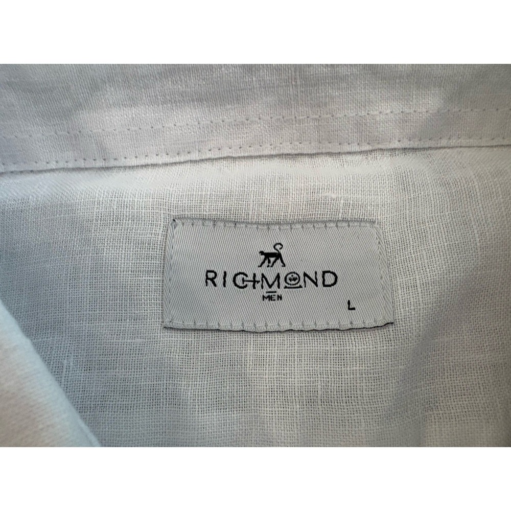Richmond Linen Shirt L White Long Sleeve Beach Boating Cocktails - Picture 10 of 11